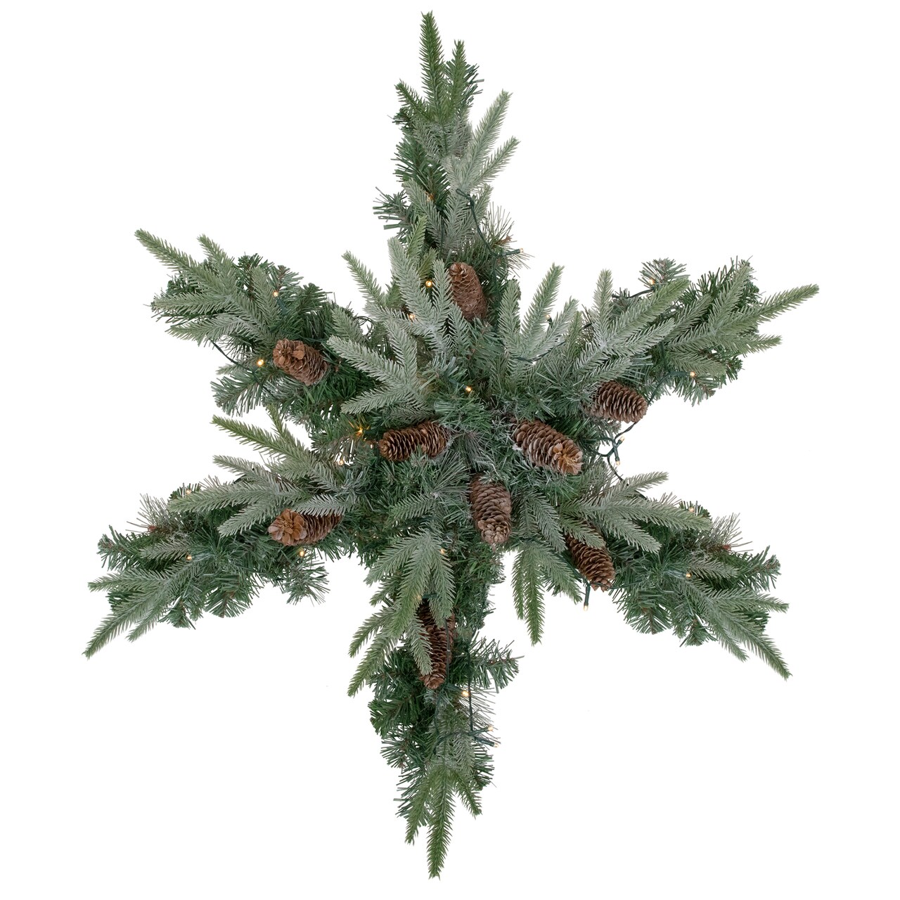 Northlight Pre-Lit Battery Operated Mixed Pine Christmas Snowflake Wreath - 32" - Warm White LED Lights